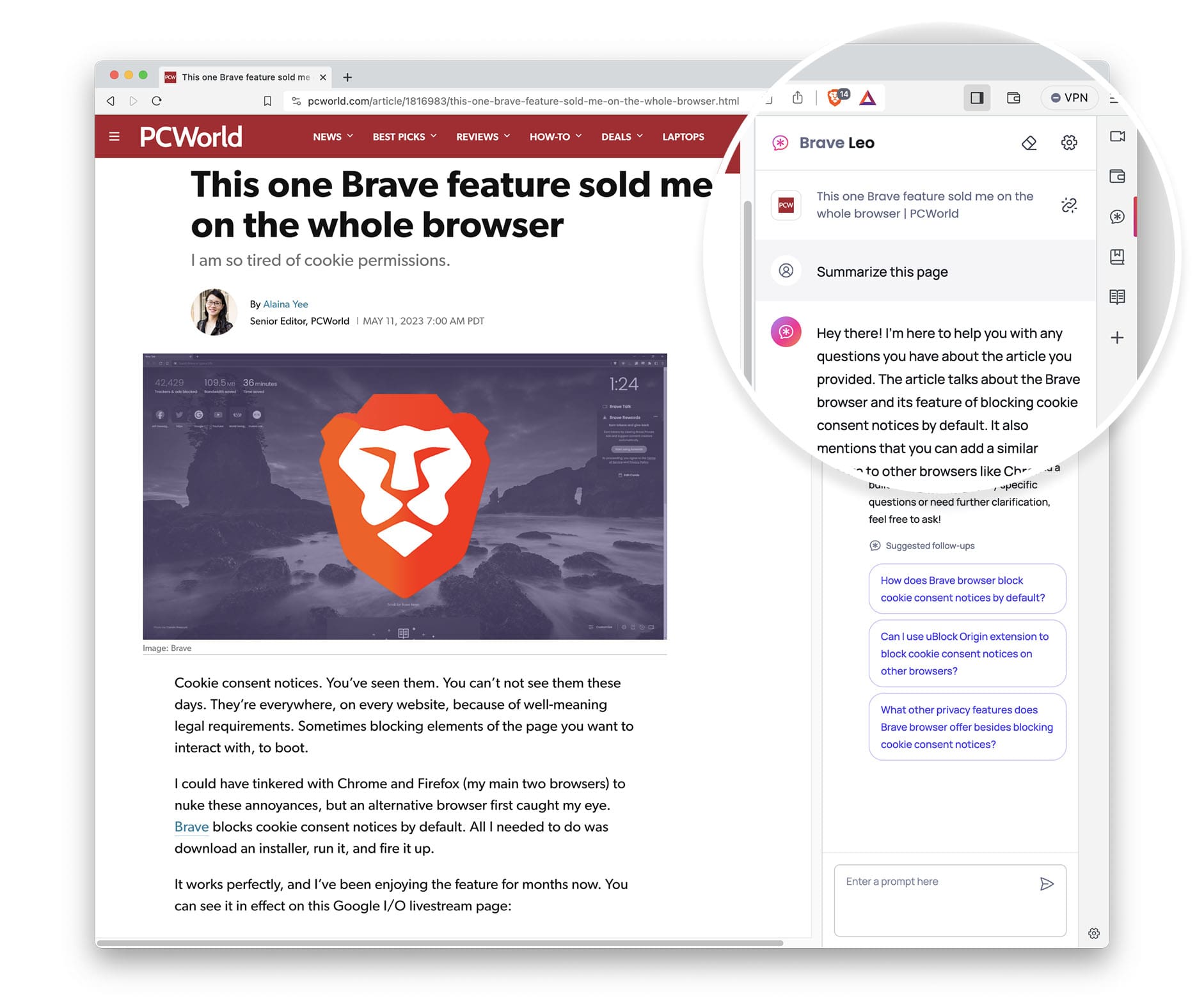 Brave Leo: Trợ lý AI Chat của trình duyệt Brave