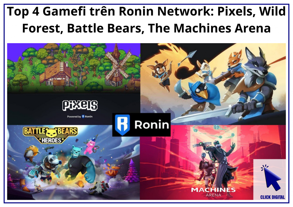 Top 4 Gamefi trên Ronin Network: Pixels, Wild Forest, Battle Bears, The Machines Arena