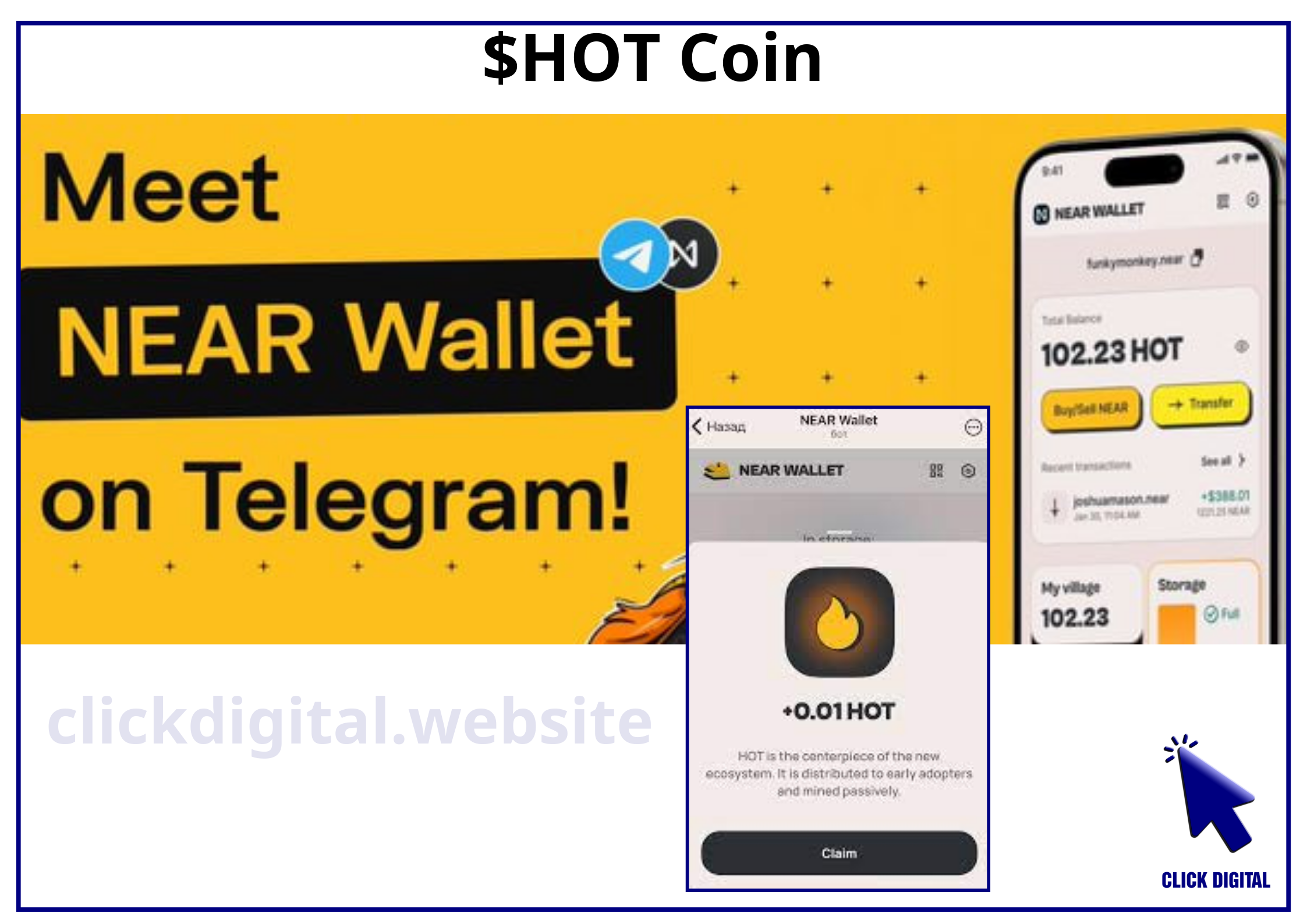 Cách cày $HOT Coin free trên Here Wallet hệ Near