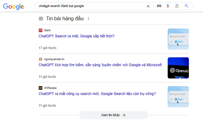 Báo Việt Nam tranh cãi về việc ChatGPT Search có khả năng đánh bại Google